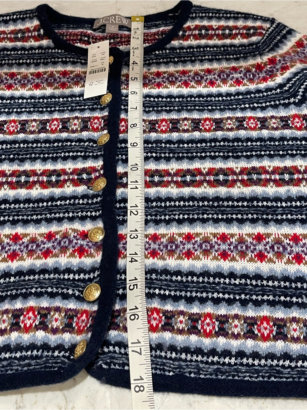 NEW J Crew Striped Fair Isle Crewneck Cardigan Lady Jacket Wool Blend M - Picture 5 of 8